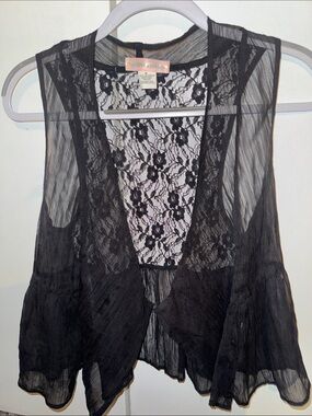 Band of Gypsies Black Sheer Lace Draped Vest